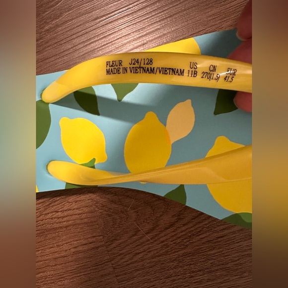 Kate Spade Blue and Yellow Lemon Flip Flops - Picture 5 of 8